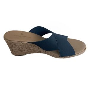 Tommy Bahama "Suzette" Navy Blue Espadrille Jute Wedge Open Toe Sandals